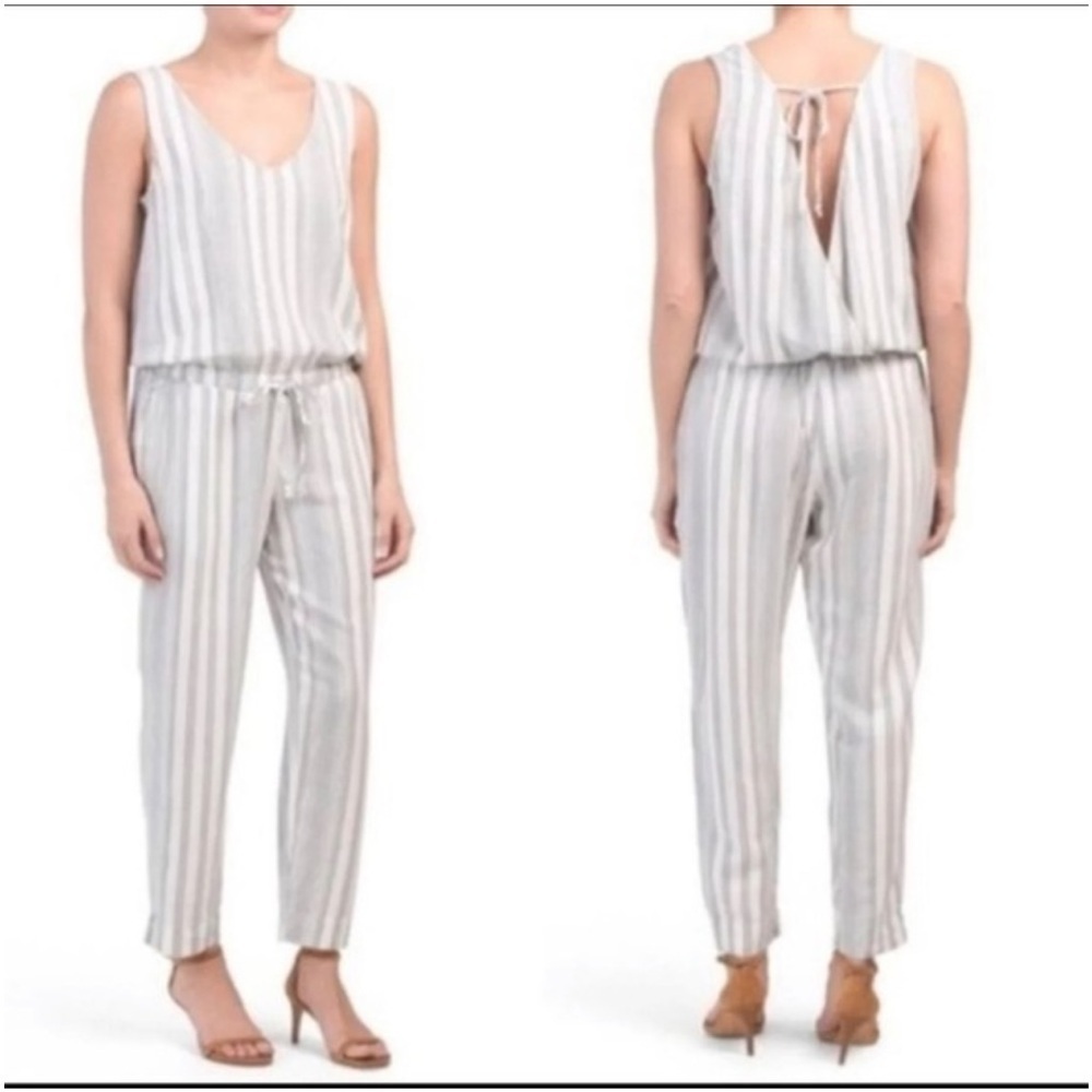 Anthropologie Cloth & Stone Striped Linen Jumpsuit